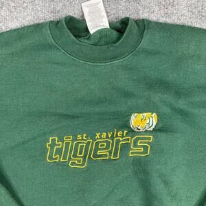 St‎ Xavier Tigers Sweatshirt Kids L Green Jerzees Crewneck Graphic School Logo